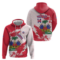 Custom Haiti Football Zip Hoodie Les Grenadiers Red Grunge Polynesian Tattoo - Wonder Print Shop