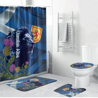 Cianalas Alba Scotland Bathroom Set Scottish Lion and Thistle Blue Version
