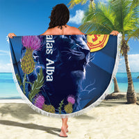 Cianalas Alba Scotland Beach Blanket Scottish Lion and Thistle Blue Version