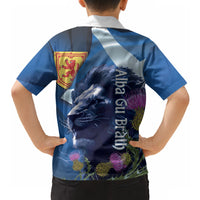 Cianalas Alba Scotland Hawaiian Shirt Scottish Lion and Thistle Blue Version