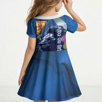 Cianalas Alba Scotland Kid Short Sleeve Dress Scottish Lion and Thistle Blue Version