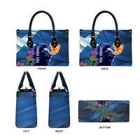 Cianalas Alba Scotland Leather Bag Scottish Lion and Thistle Blue Version