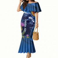 Cianalas Alba Scotland Mermaid Dress Scottish Lion and Thistle Blue Version