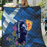 Cianalas Alba Scotland Quilt Scottish Lion and Thistle Blue Version