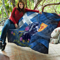 Cianalas Alba Scotland Quilt Scottish Lion and Thistle Blue Version