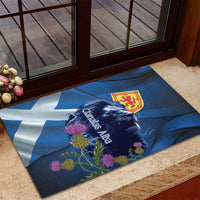 Cianalas Alba Scotland Rubber Doormat Scottish Lion and Thistle Blue Version