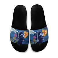 Cianalas Alba Scotland Slide Sandals Scottish Lion and Thistle Blue Version