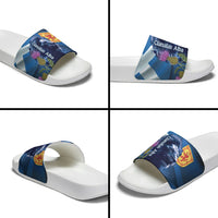 Cianalas Alba Scotland Slide Sandals Scottish Lion and Thistle Blue Version