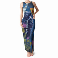 Cianalas Alba Scotland Tank Maxi Dress Scottish Lion and Thistle Blue Version