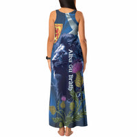 Cianalas Alba Scotland Tank Maxi Dress Scottish Lion and Thistle Blue Version