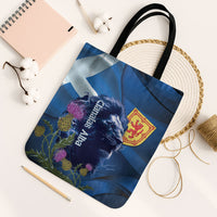 Cianalas Alba Scotland Tote Bag Scottish Lion and Thistle Blue Version