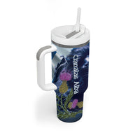 Cianalas Alba Scotland Tumbler With Handle Scottish Lion and Thistle Blue Version
