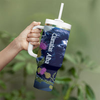 Cianalas Alba Scotland Tumbler With Handle Scottish Lion and Thistle Blue Version