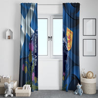 Cianalas Alba Scotland Window Curtain Scottish Lion and Thistle Blue Version