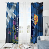 Cianalas Alba Scotland Window Curtain Scottish Lion and Thistle Blue Version