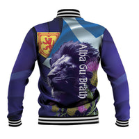 Cianalas Alba Scotland Baseball Jacket Scottish Lion and Thistle Purple Version
