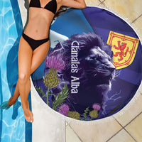 Cianalas Alba Scotland Beach Blanket Scottish Lion and Thistle Purple Version