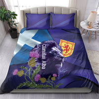 Cianalas Alba Scotland Bedding Set Scottish Lion and Thistle Purple Version