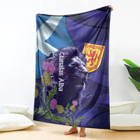 Cianalas Alba Scotland Blanket Scottish Lion and Thistle Purple Version
