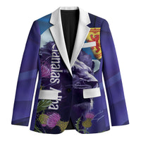 Cianalas Alba Scotland Blazer Scottish Lion and Thistle Purple Version