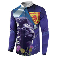 Cianalas Alba Scotland Button Sweatshirt Scottish Lion and Thistle Purple Version