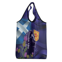 Cianalas Alba Scotland Grocery Bag Scottish Lion and Thistle Purple Version