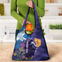 Cianalas Alba Scotland Grocery Bag Scottish Lion and Thistle Purple Version