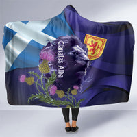 Cianalas Alba Scotland Hooded Blanket Scottish Lion and Thistle Purple Version