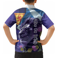 Cianalas Alba Scotland Kid Hawaiian Shirt Scottish Lion and Thistle Purple Version LT14