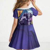 Cianalas Alba Scotland Kid Short Sleeve Dress Scottish Lion and Thistle Purple Version