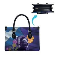 Cianalas Alba Scotland Leather Bag Scottish Lion and Thistle Purple Version