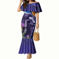 Cianalas Alba Scotland Mermaid Dress Scottish Lion and Thistle Purple Version