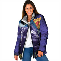Cianalas Alba Scotland Padded Jacket Scottish Lion and Thistle Purple Version