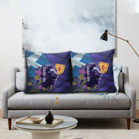 Cianalas Alba Scotland Pillow Cover Scottish Lion and Thistle Purple Version