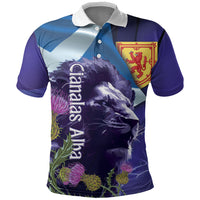 Cianalas Alba Scotland Polo Shirt Scottish Lion and Thistle Purple Version