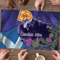 Cianalas Alba Scotland Puzzle Scottish Lion and Thistle Purple Version