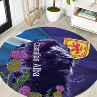 Cianalas Alba Scotland Round Carpet Scottish Lion and Thistle Purple Version