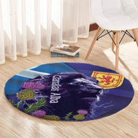 Cianalas Alba Scotland Round Carpet Scottish Lion and Thistle Purple Version