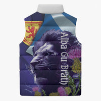 Cianalas Alba Scotland Sleeveless Puffer Jacket Scottish Lion and Thistle Purple Version