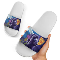 Cianalas Alba Scotland Slide Sandals Scottish Lion and Thistle Purple Version