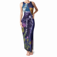 Cianalas Alba Scotland Tank Maxi Dress Scottish Lion and Thistle Purple Version