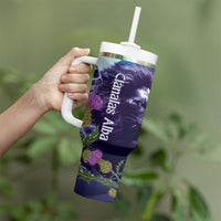 Cianalas Alba Scotland Tumbler With Handle Scottish Lion and Thistle Purple Version