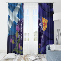 Cianalas Alba Scotland Window Curtain Scottish Lion and Thistle Purple Version