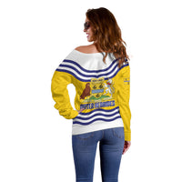 Cianalas Alba Outer Hebrides Off Shoulder Sweater Scotland Western Isles Flag Color