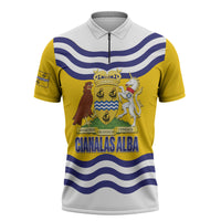 Cianalas Alba Outer Hebrides Zipper Polo Shirt Scotland Western Isles Flag Color