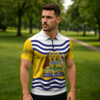 Cianalas Alba Outer Hebrides Zipper Polo Shirt Scotland Western Isles Flag Color