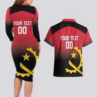 Angola Basketball Custom Couples Matching Long Sleeve Bodycon Dress and Hawaiian Shirt Go Champions Angolan - Wonder Print Shop