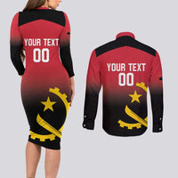 Angola Basketball Custom Couples Matching Long Sleeve Bodycon Dress and Long Sleeve Button Shirt Go Champions Angolan - Wonder Print Shop