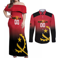 Angola Basketball Custom Couples Matching Off Shoulder Maxi Dress and Long Sleeve Button Shirt Go Champions Angolan - Wonder Print Shop