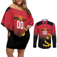 Angola Basketball Custom Couples Matching Off Shoulder Short Dress and Long Sleeve Button Shirt Go Champions Angolan - Wonder Print Shop